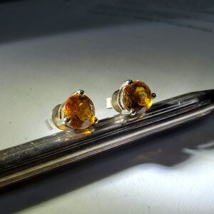 QCD 925 Sterling Silver Orange Citrine Butterfly Back Post Earrings